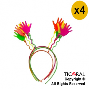 VINCHA RESORTE FLUO MANITOS x 4